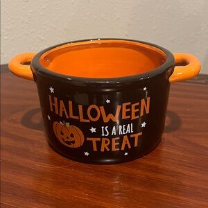 Halloween Treat Black and Orange Ceramic Bowl